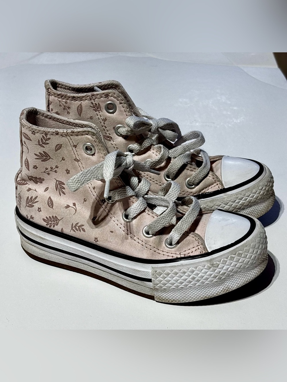 Converse Light Pink Floral High-Top Sneakers